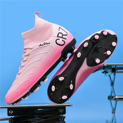New Men Soccer Shoes Long Spikes Outdoor Sport Training Football Boots Cleats Adult Non Slip Boys Breathable Match Comfortable