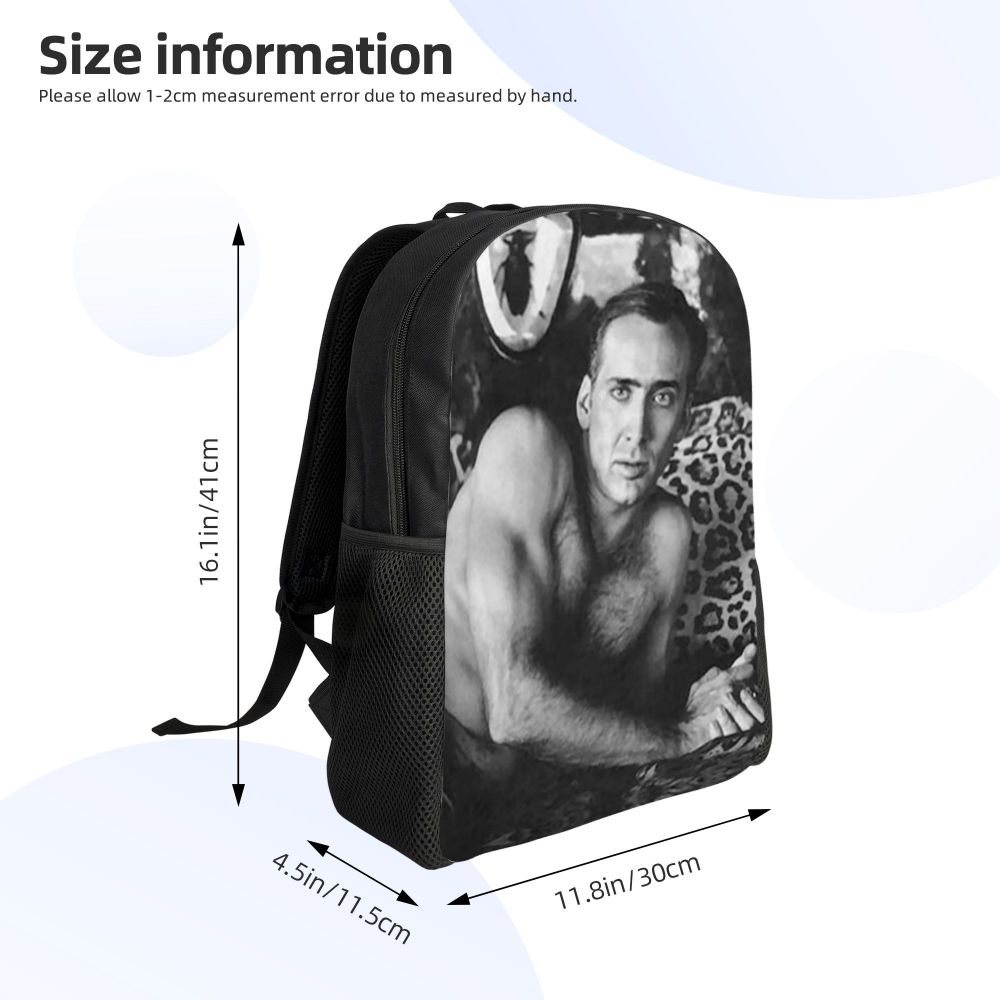 Custom Nicolas Cage Meme Laptop Backpack Women Men Basic Bookbag for College School Student Funny Bags