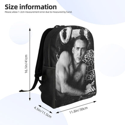 Custom Nicolas Cage Meme Laptop Backpack Women Men Basic Bookbag for College School Student Funny Bags