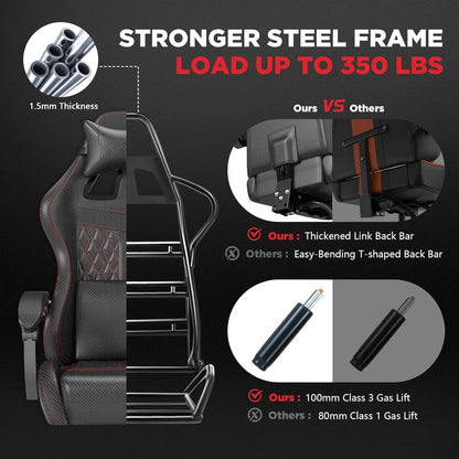 [Limited Time Offer, Clearance!]Vintage PU Leather Gaming Chair, High Back Gamer Chair with Massage, Ergonomic Computer Office C