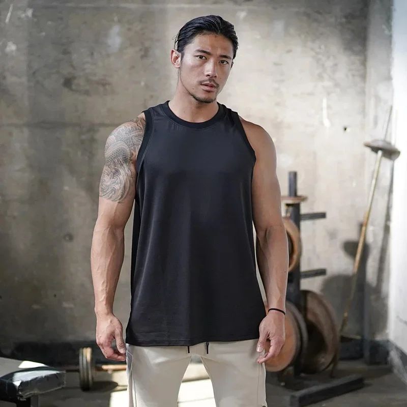 Plain Mens Bodybuilding Sleeveless Casual Shirts Gym Fitness Workout Muscle Tank Tops Summer Mesh Breathable Quick Dry Singlets