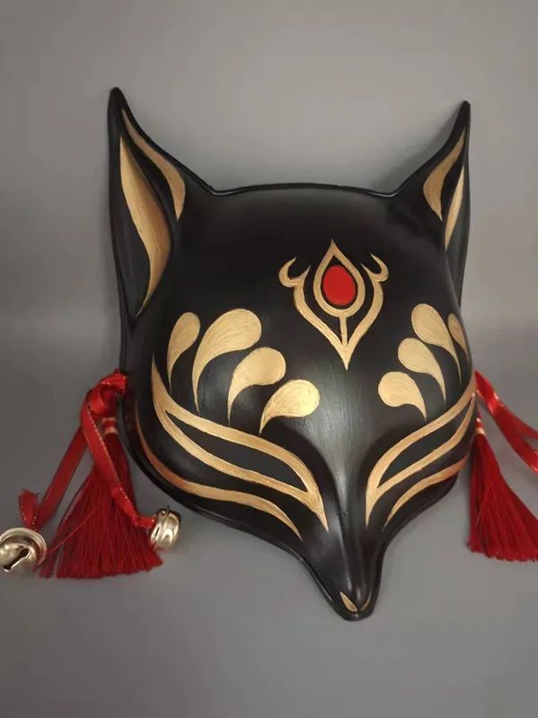 Japanese Style Half Face Hand Painted Fox Mask Men And Women Masquerade Halloween Festival Cosplay Prop High Quality