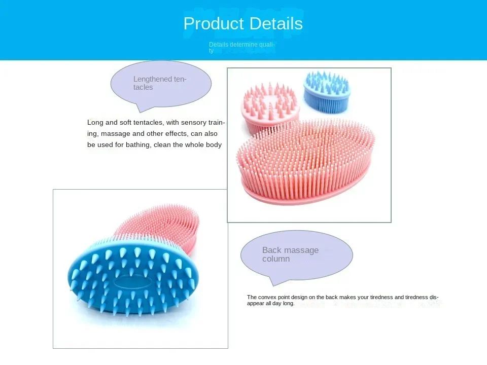 Silicone Body Brush Baby Shower Body Wash Sponge Dry Massage Bath Towel for BodyBas Body Wash Scrubber Brush Bath Back Scrubber