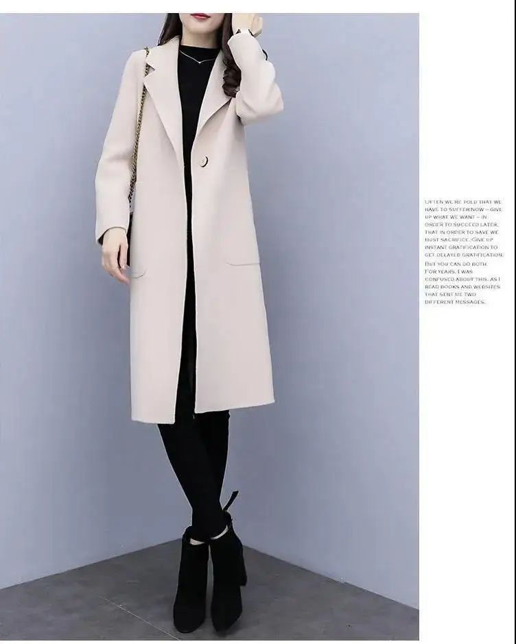 Plus Size Ladies Thickened Winter Coat Long Open-Front Woolen Jacket Loose Fit plus Size Fashionable Autumn Winter Korean Sty...