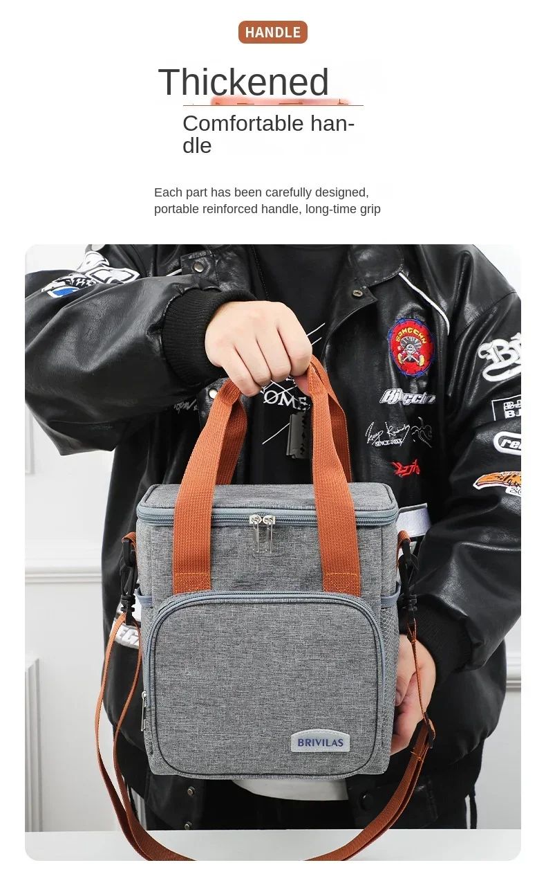 Large Capacity Lunch Bag Thermal Insulation Thickened Waterproof Bags Portable With Handle Crossbody Bag Waterproof Oxford Cloth