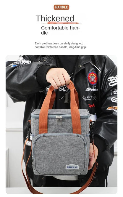 Large Capacity Lunch Bag Thermal Insulation Thickened Waterproof Bags Portable With Handle Crossbody Bag Waterproof Oxford Cloth