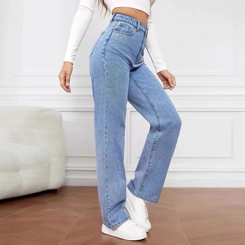 2000s Jeans Women High Waist Wide Leg Straight Y2K Jean Women's Loose Fit Denim Trousers Comfortable Plus Size Casual Pants