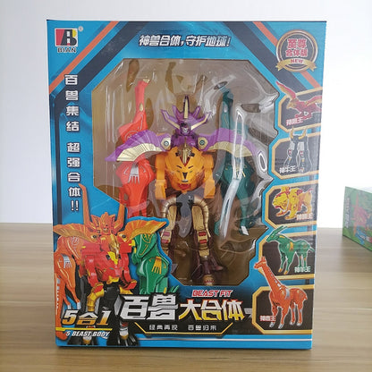 Transformando 5 Em 1 Robô Fera Animais Montagem Transformação Dinozord Deformação Brinquedo Dinossauro Rangers Megazord Boneco De Ação
