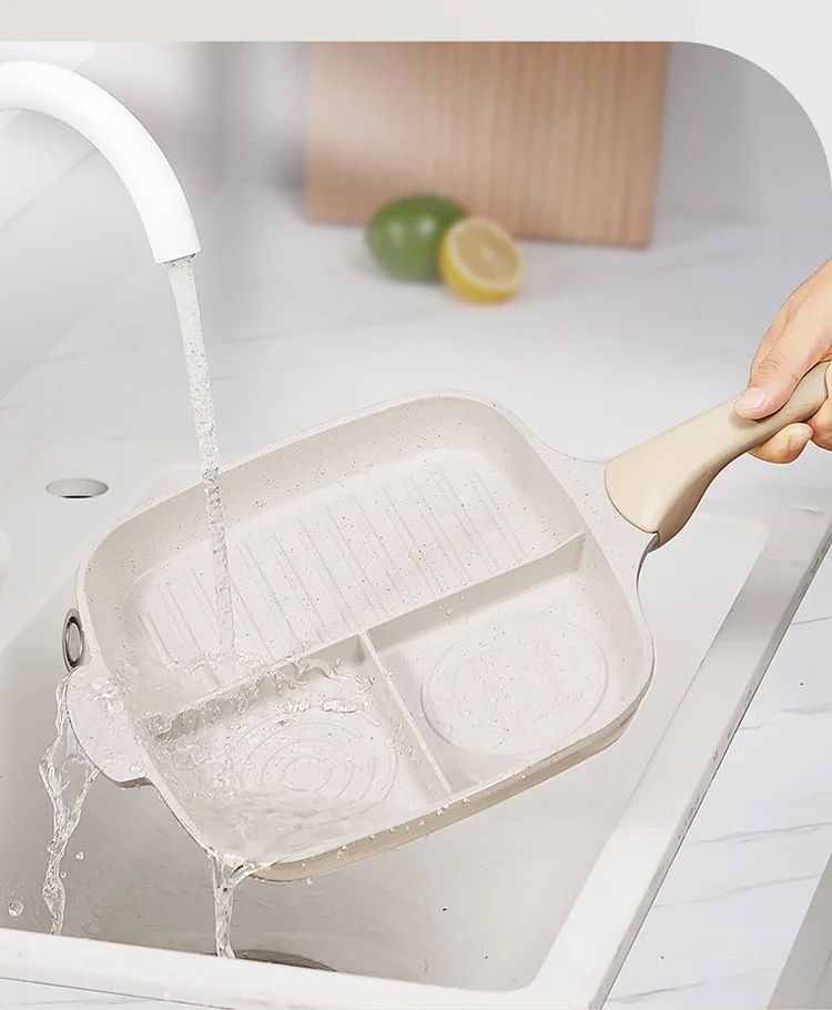 COOKER KinG Egg Frying Pan Three-in-one Non-stick Pancake Pans Breakfast Steak Flat-Bottomed Pan for Gas Stove Induction Cooker