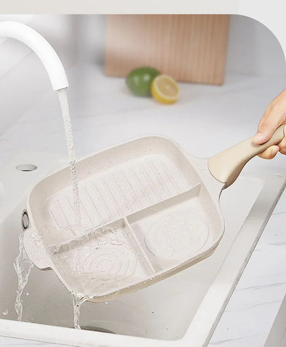 COOKER KinG Egg Frying Pan Three-in-one Non-stick Pancake Pans Breakfast Steak Flat-Bottomed Pan for Gas Stove Induction Cooker