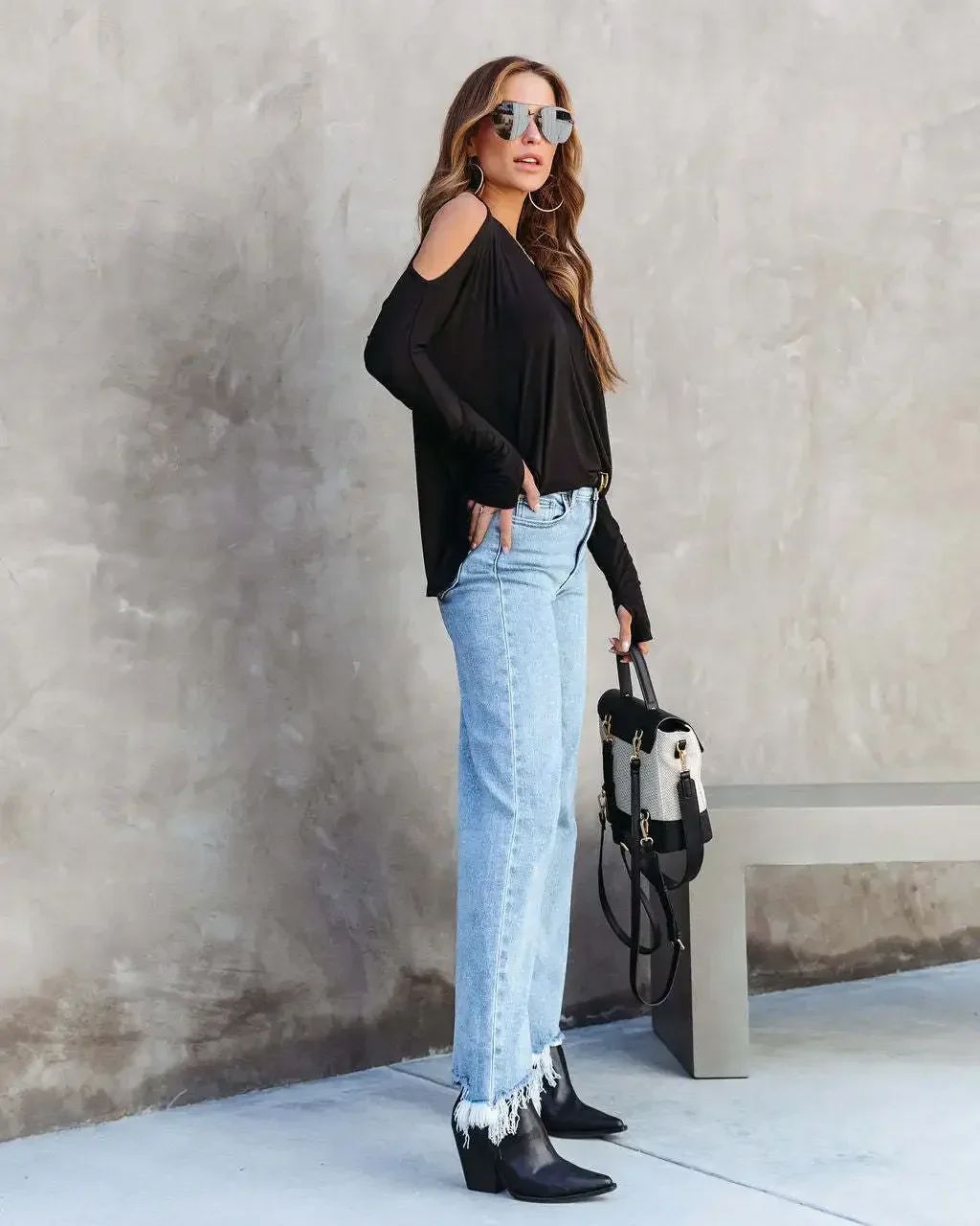Women Denim Tassel Wide Leg Pants Jeans Washing Loose Fit Mid Waist Pockets Zipper Fly Solid Color Ankle Length Pants Basics