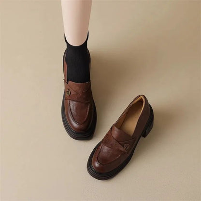 Sapatos Femininos Mary Jane Retrô da Moda Primavera Outono Sapatos Casuais Versáteis Femininos Salto Alto Lolita Sapatos de Couro