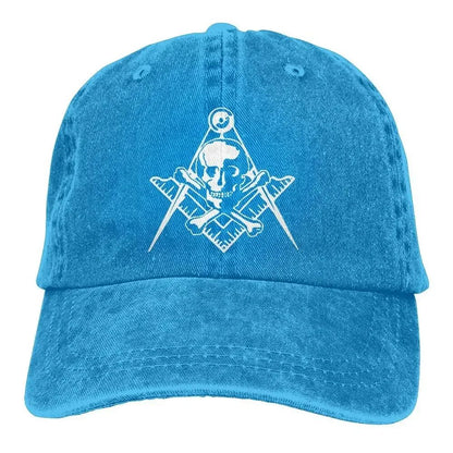 Masonic Skull Crossed Bones Master Mason Shriner Scottish Rite F A M Washed Denim Baseball Cap Trucker Hats Headwear