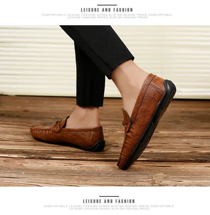 High Quality Leather Men Casual Shoes Comfortable Light Men Loafers Formal Men Dress Shoes Breathable Slip on Men Driving Shoes