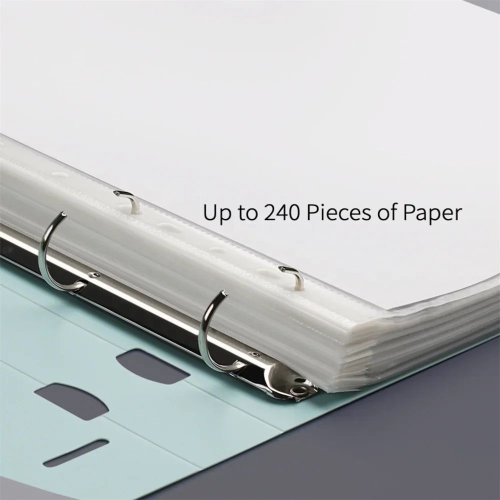 A4 File Folders Display Book 4 Hole Binder Folders Morandi Color Waterproof Document Ring Binder Folder Office School Supplies