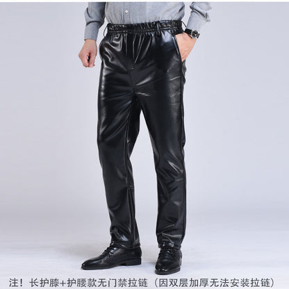 Spring Autumn Men Leather Pants   Smart Casual Male PU Faux Leather Trousers Plus Size Oversize