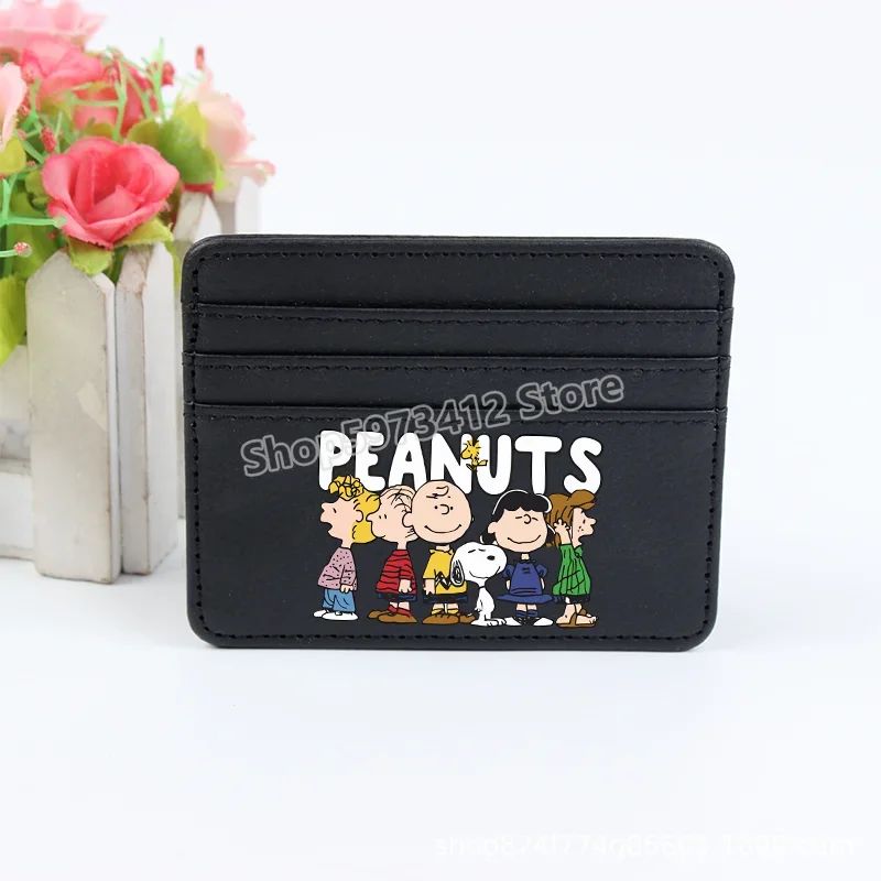 Snoopy Coin Purse Peanuts Anime Credit Card Holder Passport PU Wallet ID Cards Cover Case Bag Kids Men Woman Birthday Gift