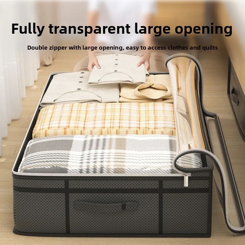 1PC Large Underbed Storage Bag - Foldable Clothes Quilt Organizer for Bedroom Dormitory, Space Saving Doggy Bag