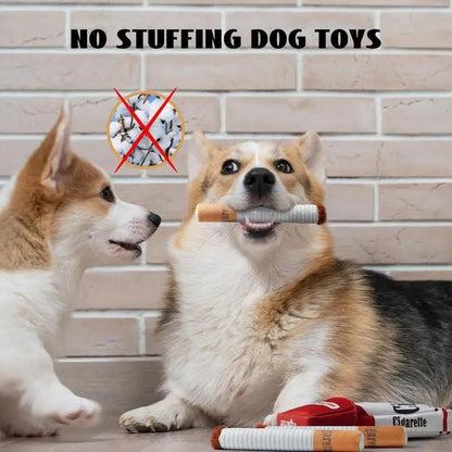 Brinquedos interativos engraçados de pelúcia para cães, design criativo de cigarro, brinquedo de mastigar que faz barulho para cães, o presente perfeito para cães brincarem