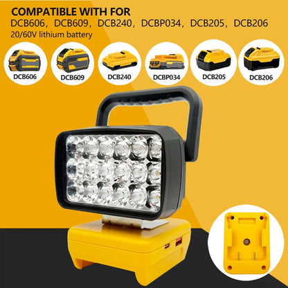 Para Makita Para Milwaukee Para Dewalt Para M18 Para Bosch Bateria de Lítio Estojo Banco de Potência USB Lanternas Holofote Luzes de Trabalho Lâmpada