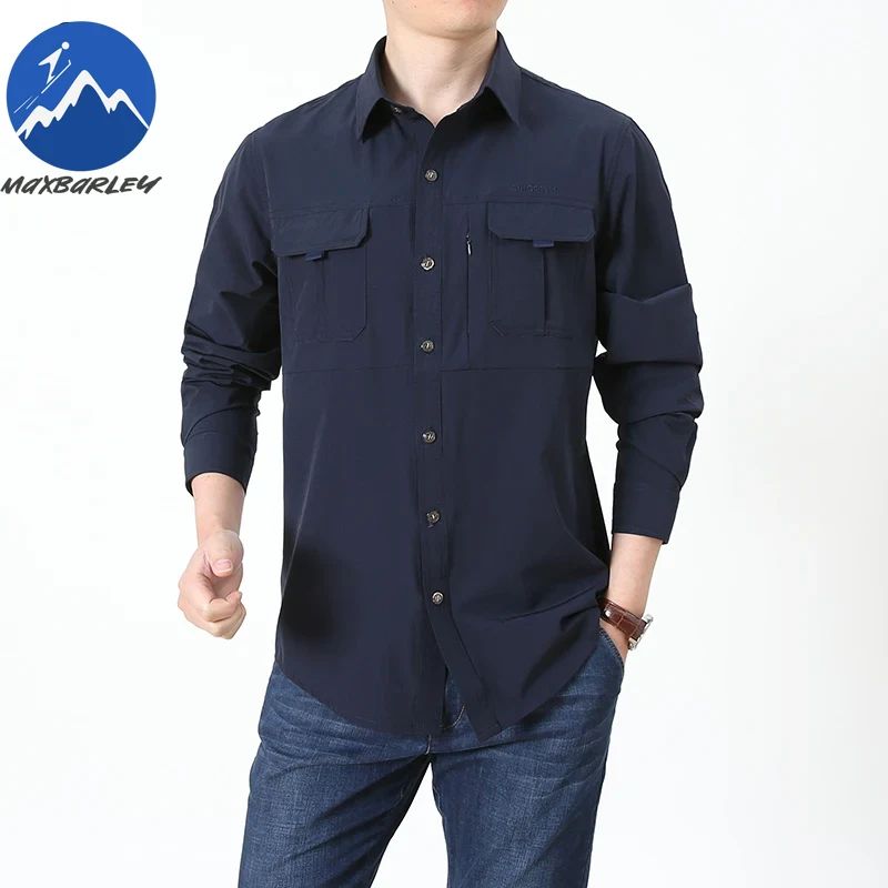 Summer Jacket Upf 50+ Sun Protection Fishing Shirts Men's Quick Dry Long Sleeve Shirts Mesh Breathable Hiking Work Cargo Shirts