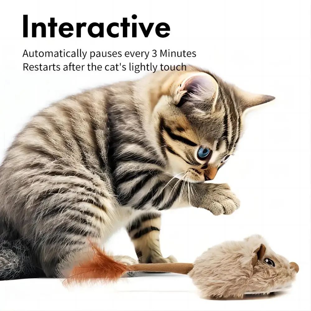 Rato de Brinquedo para Gatos Recarregável com Sensor de Movimento, Som de Rato, Brinquedos Interativos para Gatos, Brinquedo para Gatos com Som de Rato