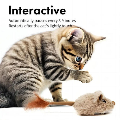 Rato de Brinquedo para Gatos Recarregável com Sensor de Movimento, Som de Rato, Brinquedos Interativos para Gatos, Brinquedo para Gatos com Som de Rato