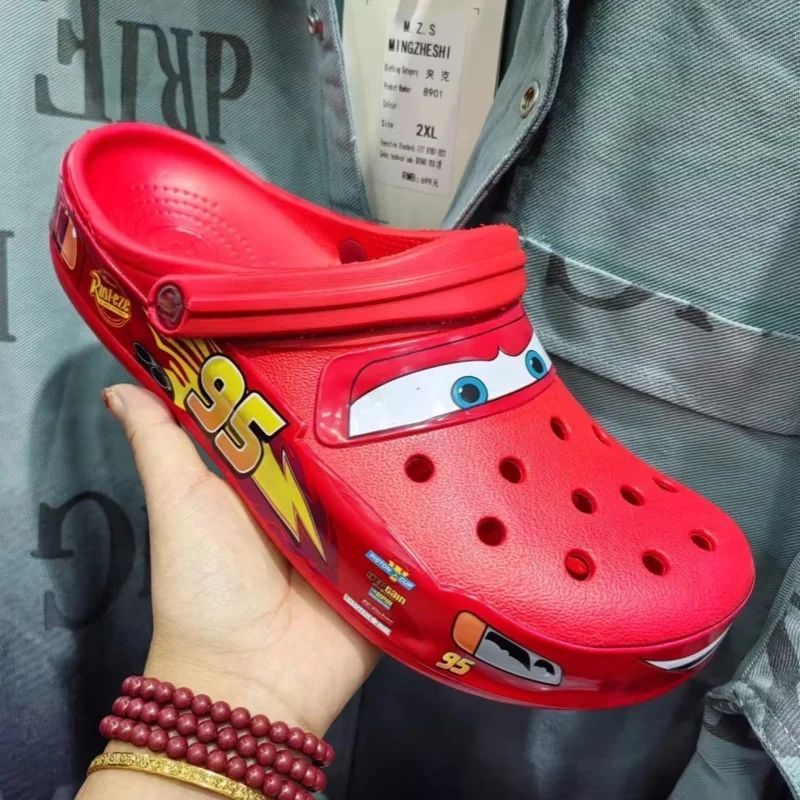 Disney Mcqueens Pixar Desenho Animado Chinelos Sólidos Impermeáveis Sandálias ao Ar Livre Casuais Respiráveis com Tira no Tornozelo Sapatos de Eva Presente