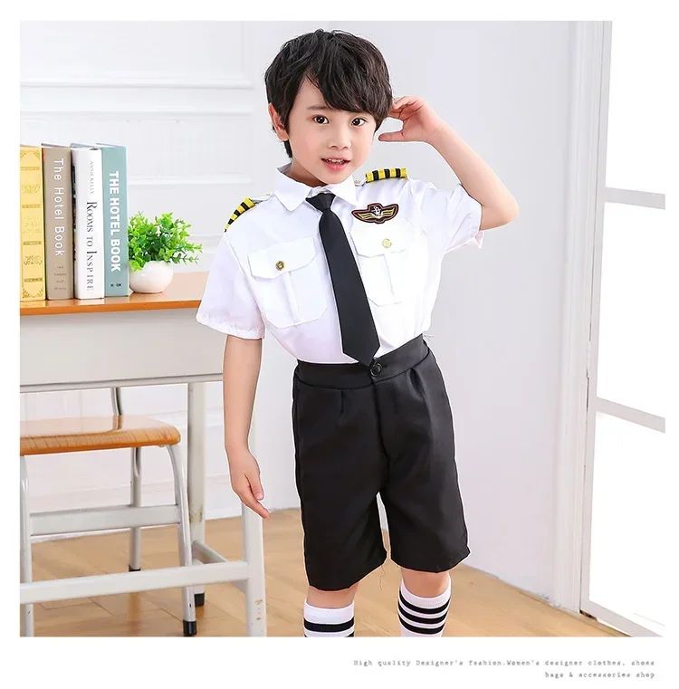 2025osplay Costumes pour enfants, uniforme de pilote d'avion, vêtements de classe de profession