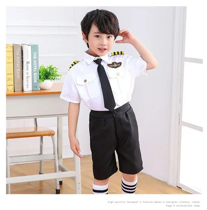 2025osplay Costumes pour enfants, uniforme de pilote d'avion, vêtements de classe de profession