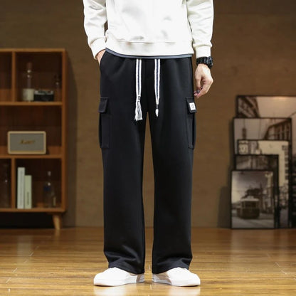 2024 New in Wide Leg Pants Men Autumn Straight Elastic Waist Baggy Cargo Trouser Male Relaxed Streetwear Sweatpant Plus Size Big