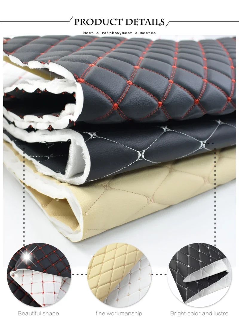 45/90x160cm Special Offer Embroidered Plaid Fabric Sponge Interlayer Leather Fabrics for Car Interior Seat Cushion Decoration