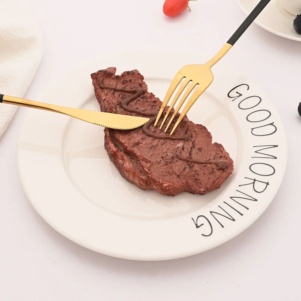 8 Garfos de Jantar Pretos Talheres Aço Inoxidável 18/10 Utensílios de Cozinha Ocidentais Conjunto de Garfos para Restaurante