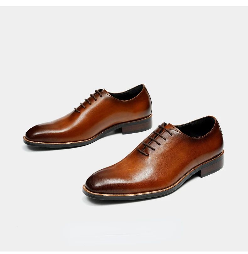 Italian Men's Formal Shoes Luxury Genuine Leather Handmade Quality Comfortable Elegant Black Wedding Social Oxfords Shoes Man