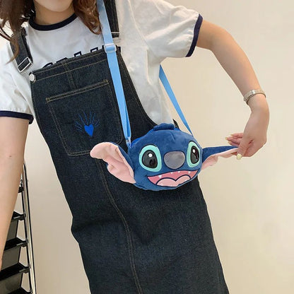 Disney Lilo & Stitch Plush Toys Kawaii Plush Messenger Bag Girl Handbag Anime Stuffed Toys Children Cartoon Plushie Soft Bag