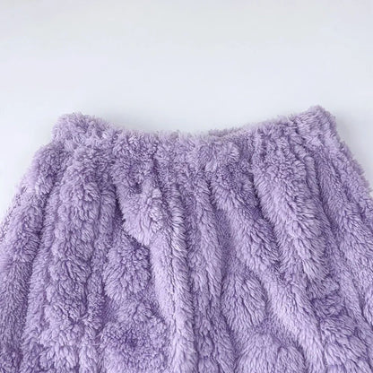 Baby Girl Clothes Purple Plush Jacquard Top+Pants 2-piece Set for Autumn and Winter Home Kids Casual Pajamas 3-7 Years Old