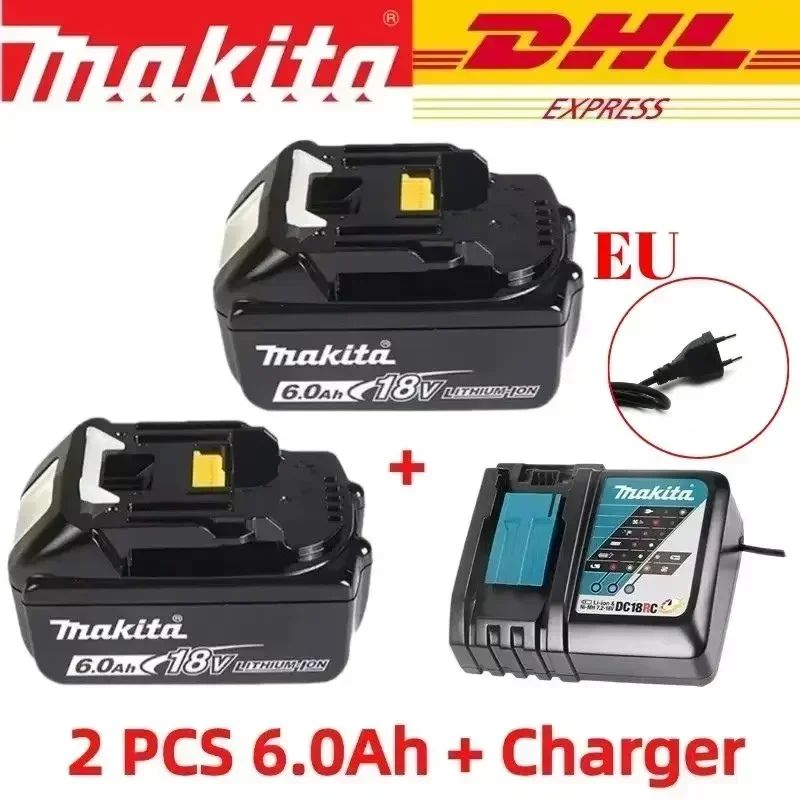??Bateria Recarregável Original Makita 6Ah*9Ah para Ferramentas Elétricas Makita 18V com LED Substituição Li-ion LXT BL1860 BL1850