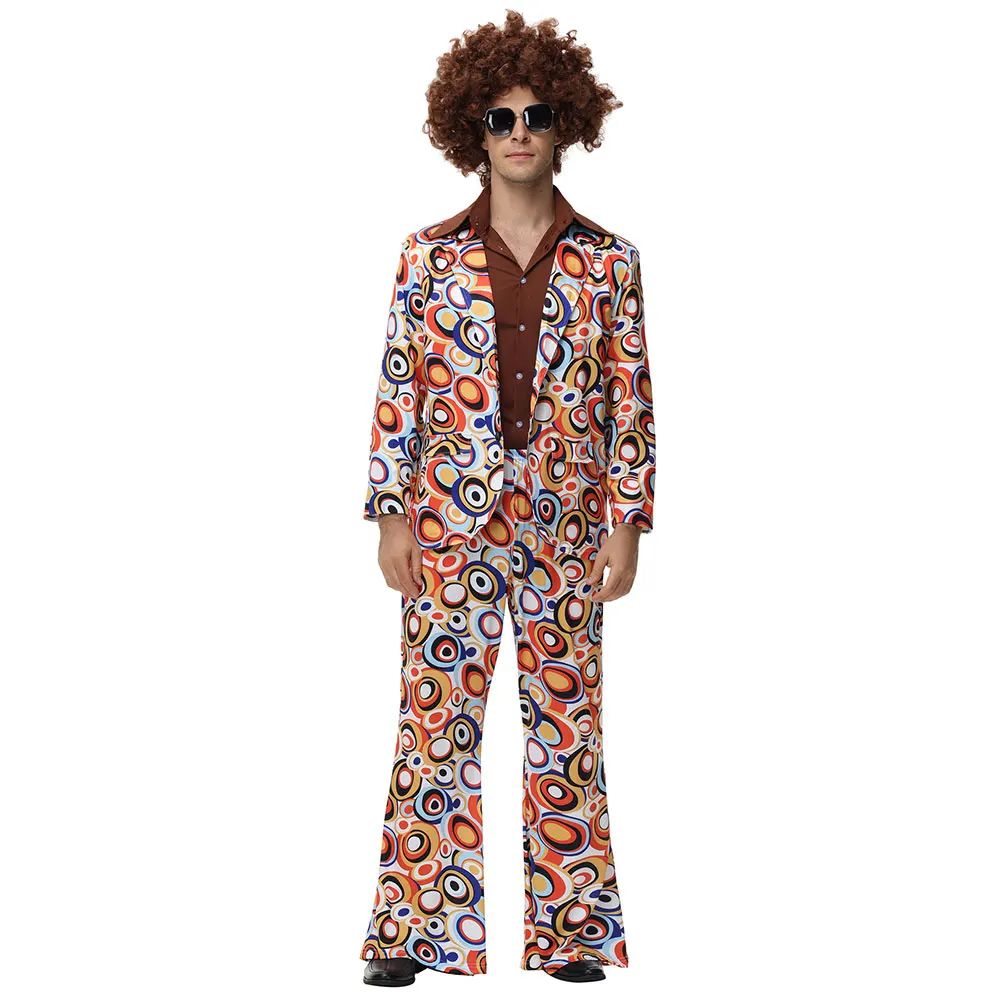 Men Women Retro 70s 80s Hippie Costume Disco Rock Hip-Hop for Cosplay Couples Purim Halloween Party Fantasia Dress Up