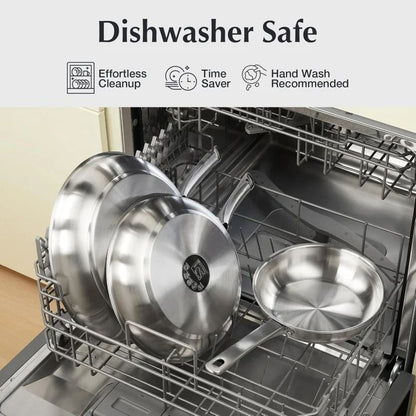 KOCH SYSTEME CS 8/10inch Stainless Steel Frying Pan Breakfast Egg Steak Chicken Skillets with Tri-ply Bottom Kitchen Cookware