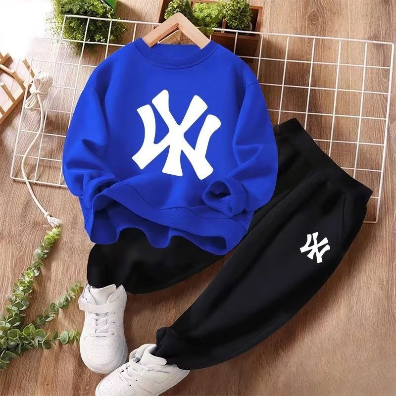 Conjunto de Roupas de Bebê Primavera Menino Carta Impressa Camisolas Pullover Top e Calças 2 Peças Terno Crianças Meninas Agasalhos da Moda