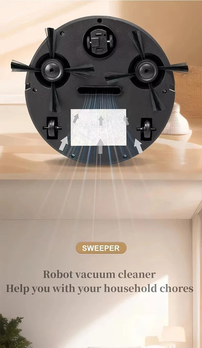 Robô Aspirador de Pó 3 em 1 Sucção Poderosa 4000Pa Varredura Inteligente Esfrega para Casa Chão Poeira Pelo de Animal Silencioso Limpeza Automática