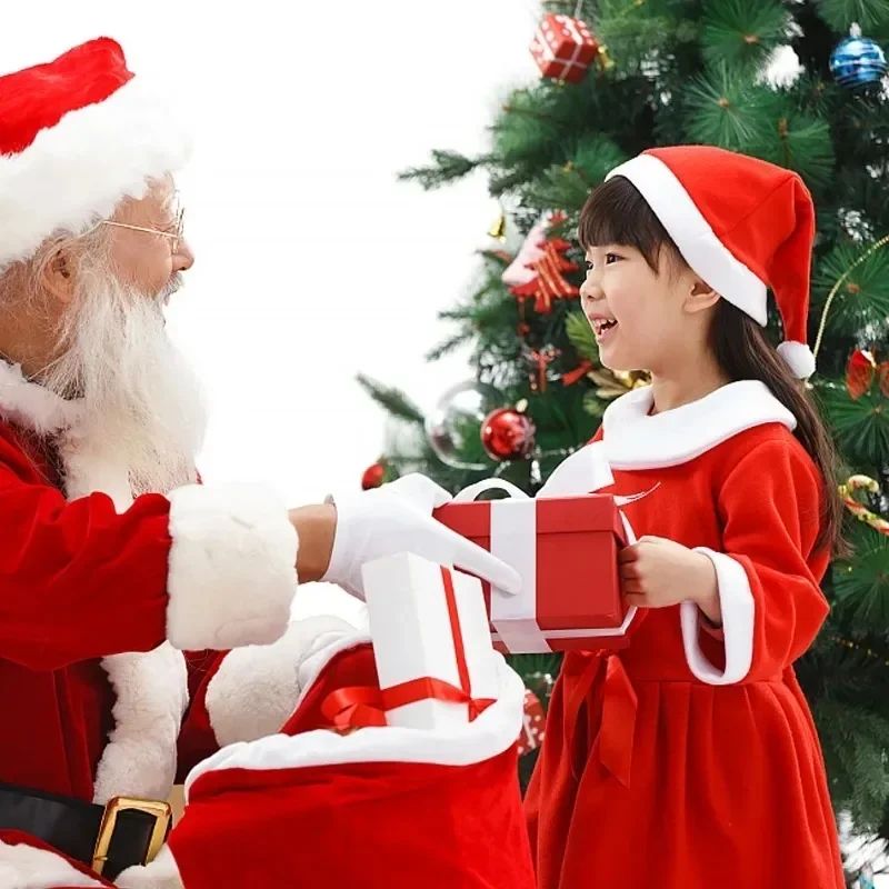 Chapéus de Natal Feliz Natal em Não-Tecido, Chapéus de Papai Noel para Adultos e Crianças, Bonés Vermelhos de Natal, Presentes de Decoração para Festa de Ano Novo Feminino e Masculino