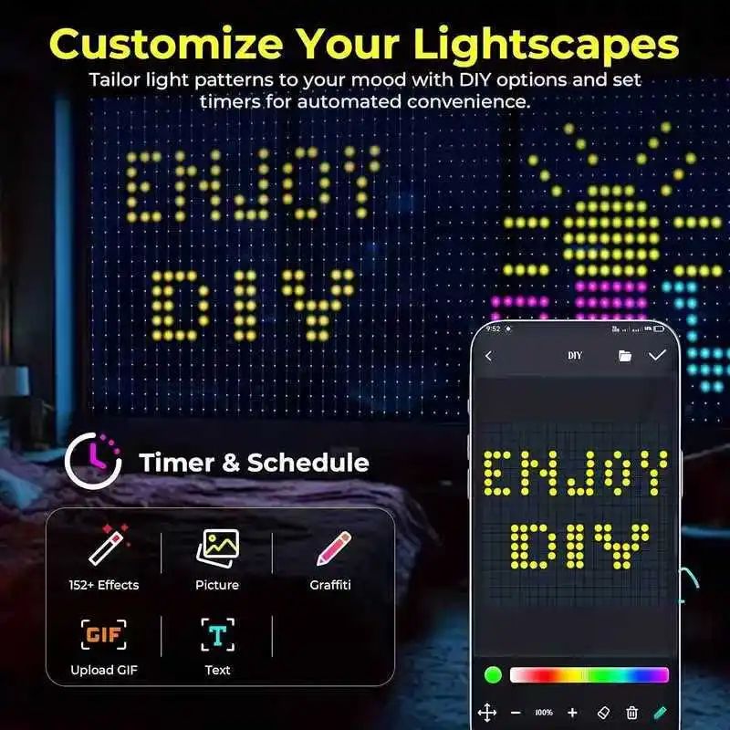 DC5V WS2812 Fairy Lights Curtain Led String RGBIC Led String Light Decor Dimmable Bluetooth APP Control for DIY Christmas Party