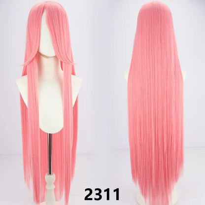 Perucas sintéticas de cabelo rosa com volume de ar, seda de cabelo macia de alta temperatura, cabelo a granel, peruca longa, cacheada, de ondas grandes, lisa, para Cosplay
