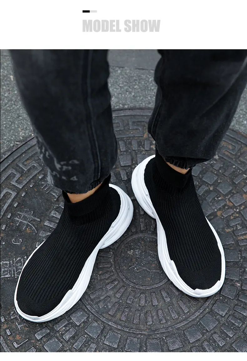 Sneakers for Men Fashion High Top Sock Shoes Autumn New Breathable Casual Shoes