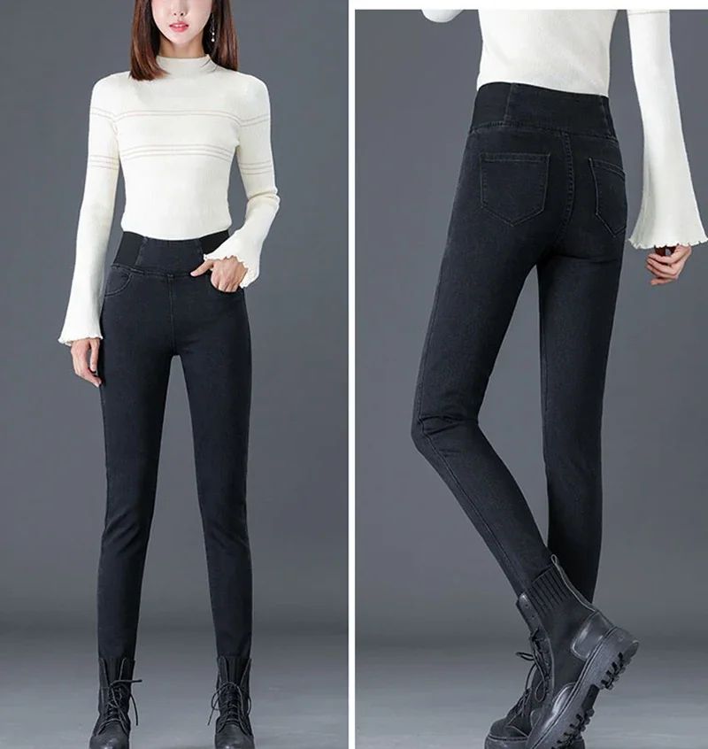 PTKPCC New Elastic Waist Skinny Jeans Women Spring Slim Stretch Denim Pants Vintage Pencil Vaqueros Mom Pantalones De Mujer