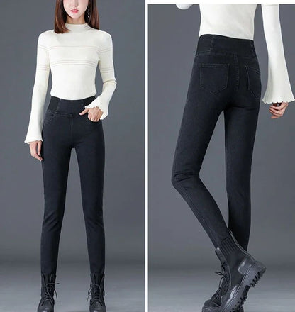 PTKPCC New Elastic Waist Skinny Jeans Women Spring Slim Stretch Denim Pants Vintage Pencil Vaqueros Mom Pantalones De Mujer