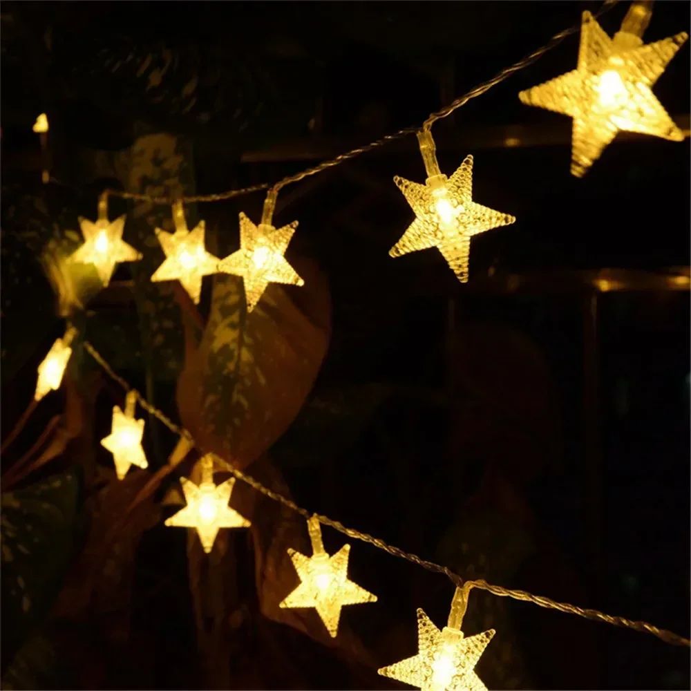 Battery Power Star Led Lights Garland Fairy String Christmas Outdoor Lamp Garden Bedroom Room Wedding Party Decoration
