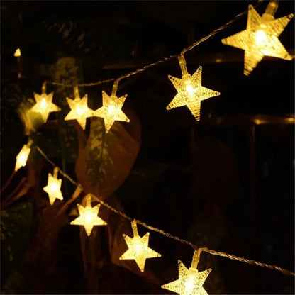 Battery Power Star Led Lights Garland Fairy String Christmas Outdoor Lamp Garden Bedroom Room Wedding Party Decoration