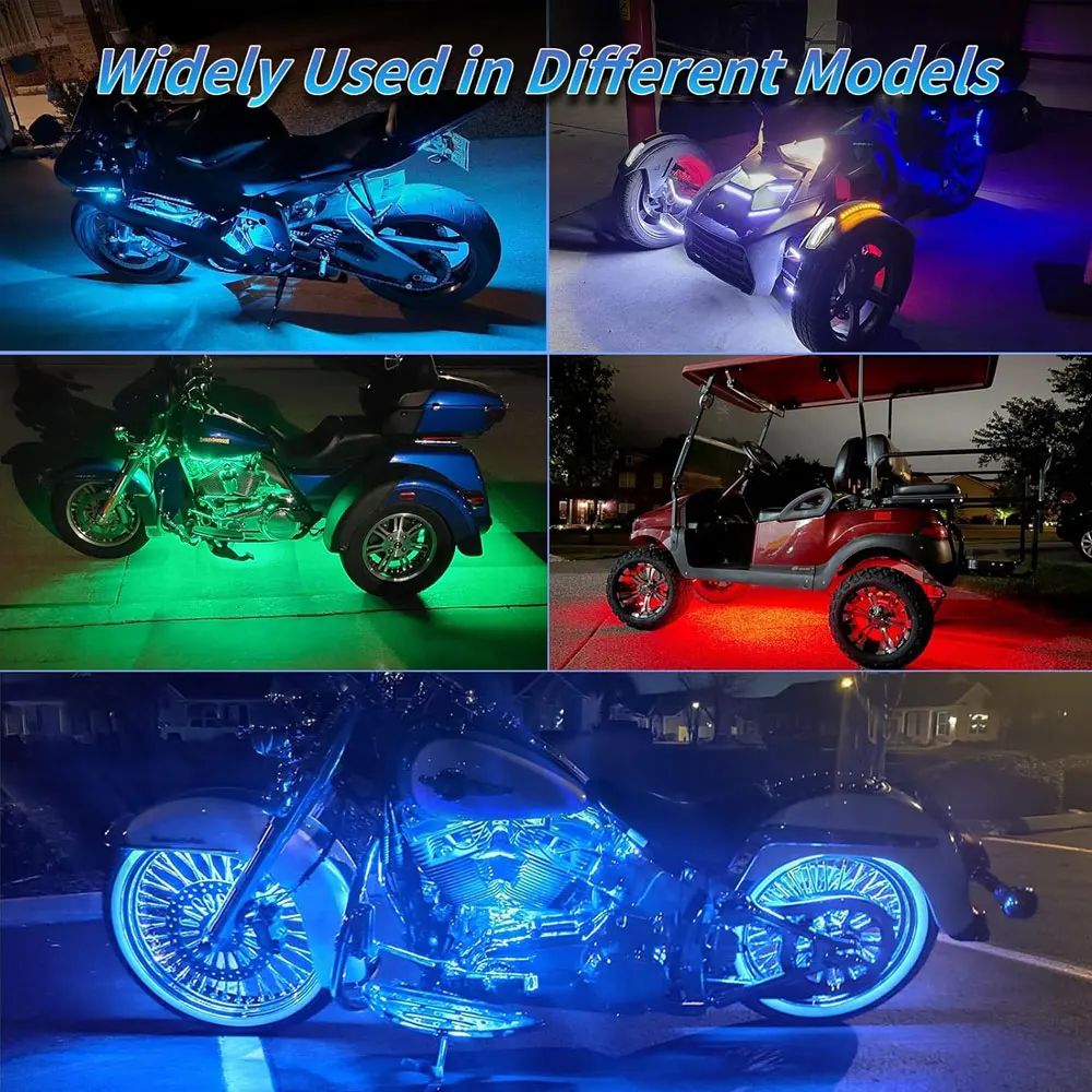 Faixas de Luz Ambiente LED para Moto APP Controle Remoto À Prova D'água Lâmpada Neon RGB Luz de Atmosfera 12V para Decoração de Moto